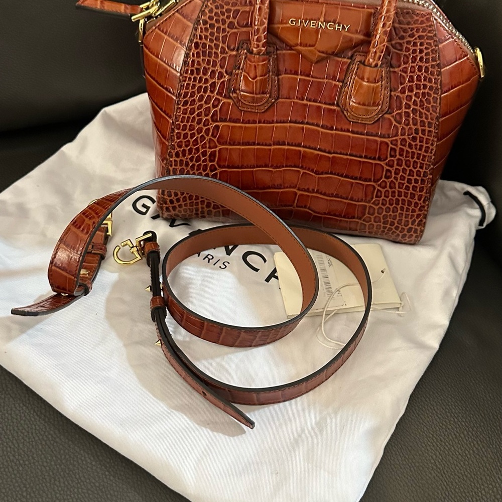 Givenchy Brown Croc-Embossed Leather Bag like new small